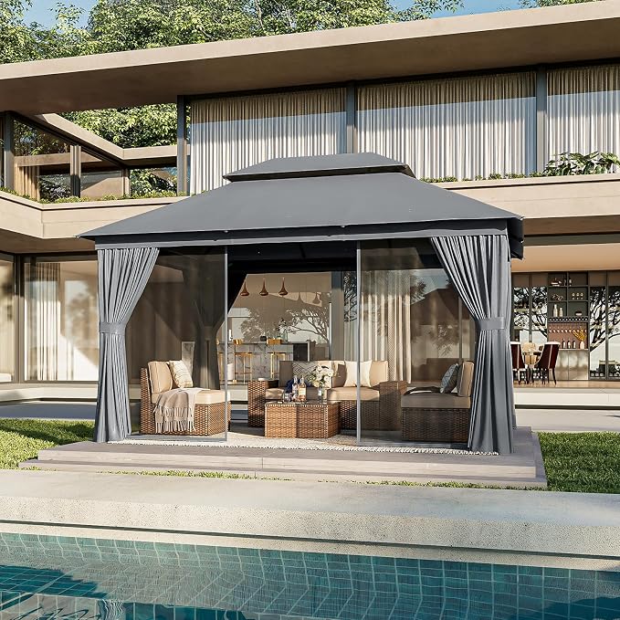 Aoxun 12x10 Gazebo Metal Frame Canopy - Image 3