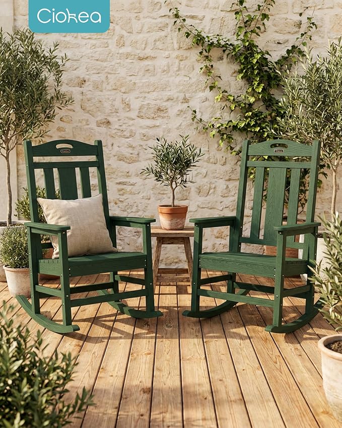 Oversized Outdoor Rocking Chairs Set of 2, 380lbs Heavy-Duty Large Patio Rocker - Image 2