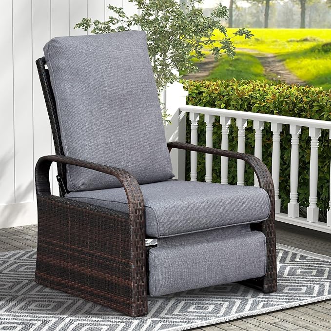 Outdoor Wicker Recliner Chair - Image 9