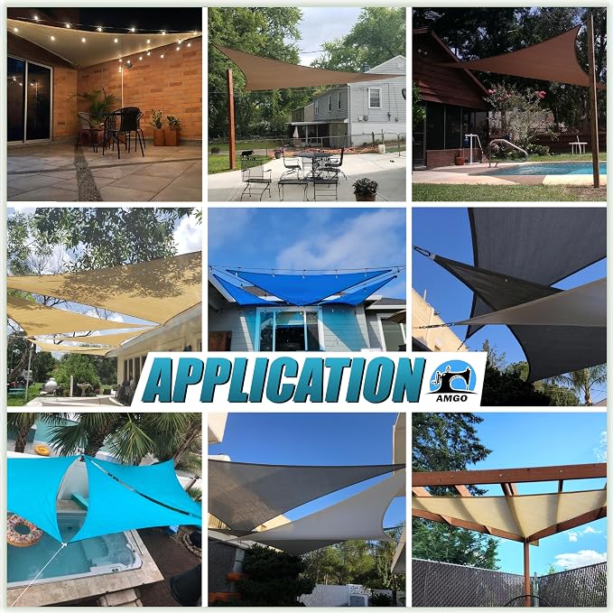 Amgo Custom Size 10' x 15' x 18' Sand Beige Right Triangle Sun Shade Sail - Image 4