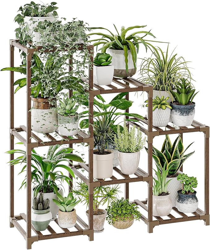 Bamworld Plant Stand Indoor Plant Shelf Outdoor Wood Plant Rack | by Bamworld