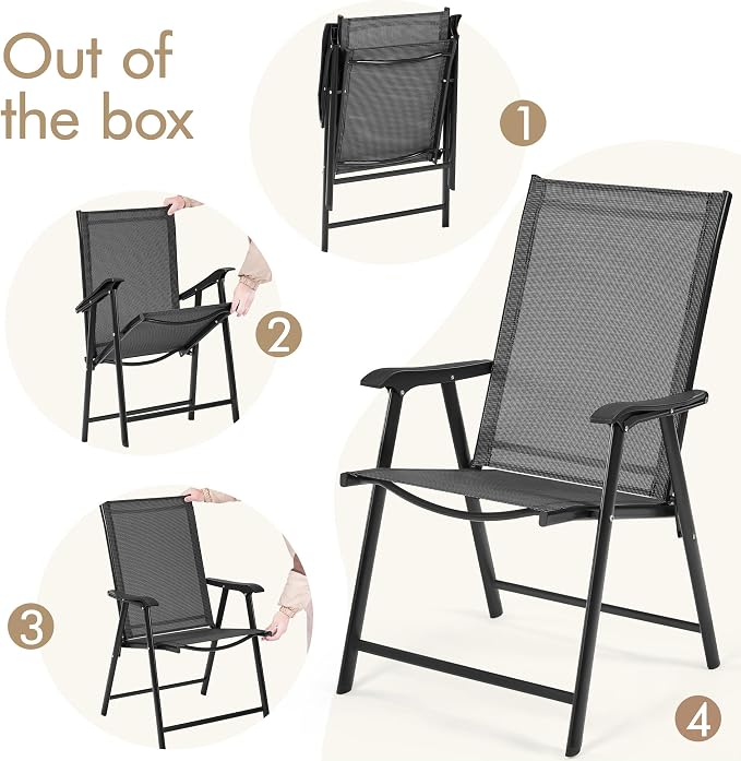 Yaheetech Patio Chairs Set of 2 Outdoor Foldable Dining Chairs, Comfortable - Image 8