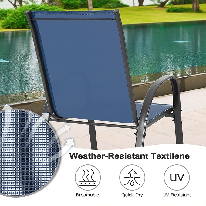 NUU GARDEN Patio Dining Chairs Set of 4, Stackable Outdoor Textilene Chairs - Image 6