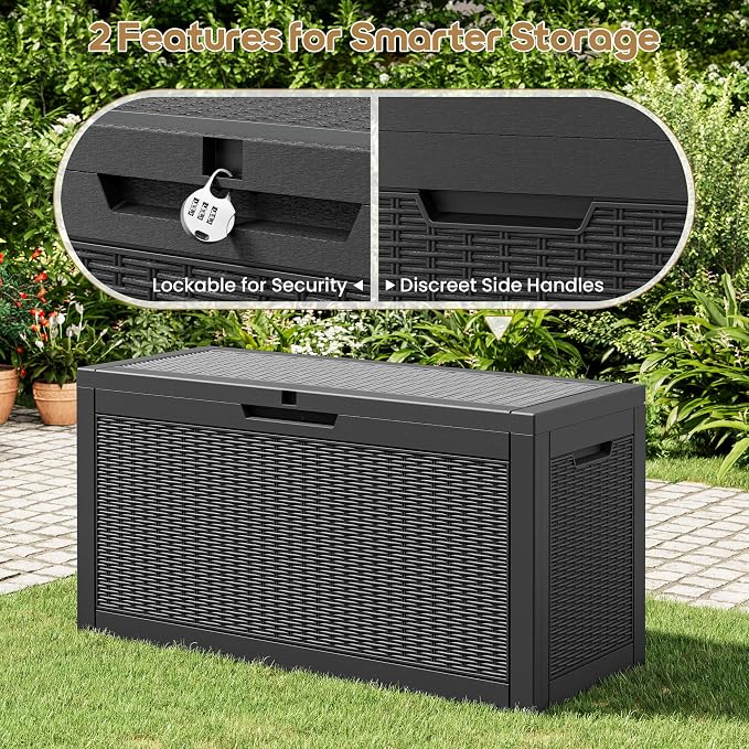 Outdoor Storage Box, 75 Gallon Resin Deck Boxes Outdoor Waterproof - Image 6