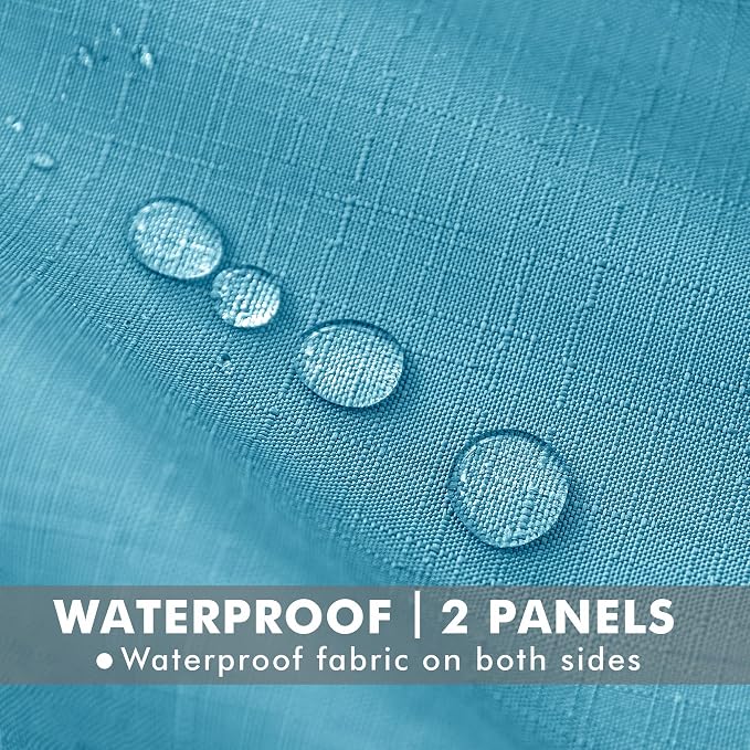 Linen Outdoor Curtains for Patio Waterproof 4 Pcs 54x95 In Teal | Light - Image 2