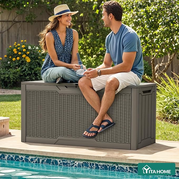 YITAHOME 80 Gallon Outdoor Storage Box | Large Water Resistant Resin Deck Box - Image 2