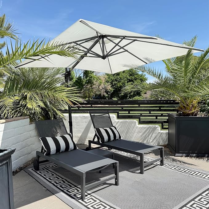 PURPLE LEAF Patio Outdoor Umbrella 9' x 9' Square All-Weather White | Large by PURPLELEAF