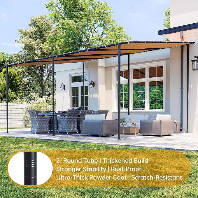 16x12 Lean to Pergola Outdoor Gazebo - Image 7