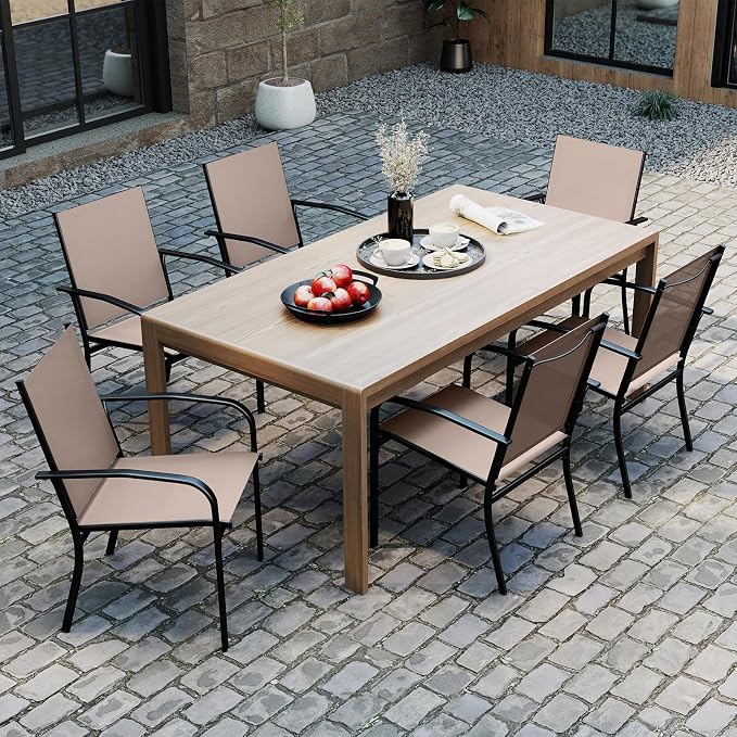 Giantex Stackable Patio Chairs Set of 4, All Weather Outdoor Dining Chairs - Image 4