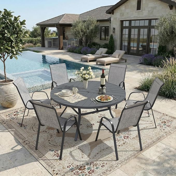 DIFY Patio Chairs Set of 8, Stackable Outdoor Dining Chairs Set - Image 2