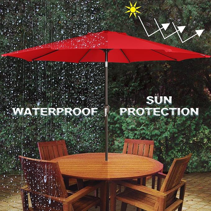 9' Outdoor Patio Umbrella, Outdoor Table Umbrella, Yard Umbrella, Market - Image 6