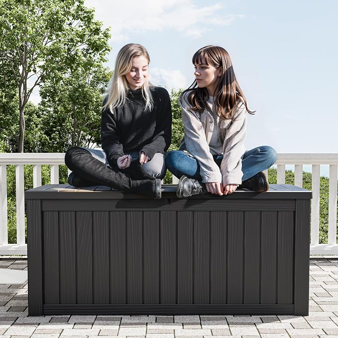 Outdoor Storage Box, 155 Gallon Large Outdoor Resin Deck Box, Storage - Image 5