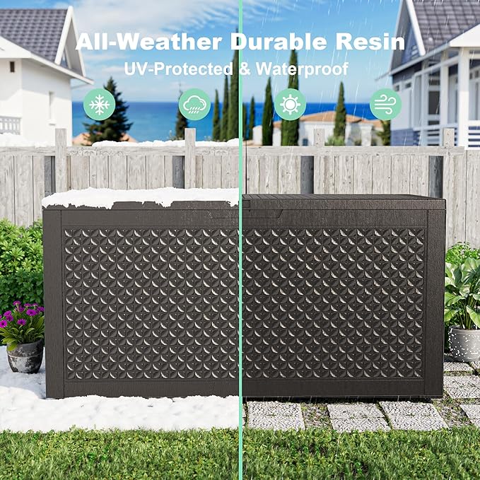 110 Gallon Outdoor Deck Box, Resin Waterproof Storage Box - Image 4