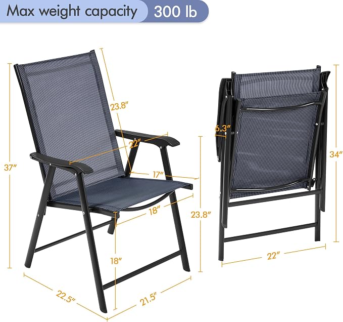 Yaheetech Patio Chairs Set of 4 Outdoor Folding Lawn Chairs, folds flat - Image 3
