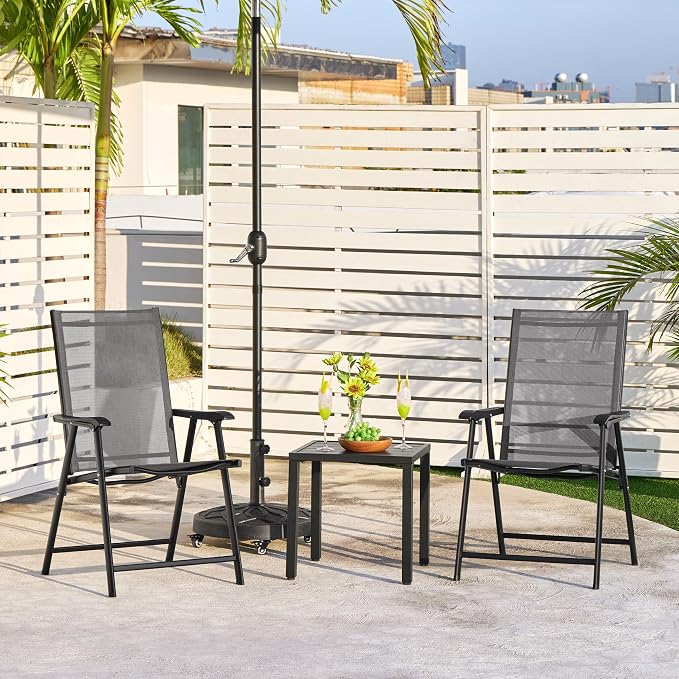 Yaheetech Patio Dining Chairs Set of 4 Outdoor Folding Lawn Chairs, folds flat - Image 8