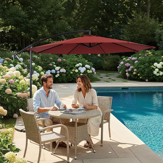 10FT Outdoor Offset Umbrella, Cantilever Patio Umbrella - Image 7
