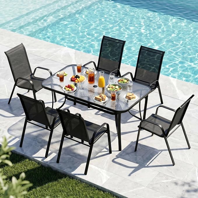 MAMIZO Patio Dining Chairs, Stackable Textilene Chair Set of 4, - Image 9