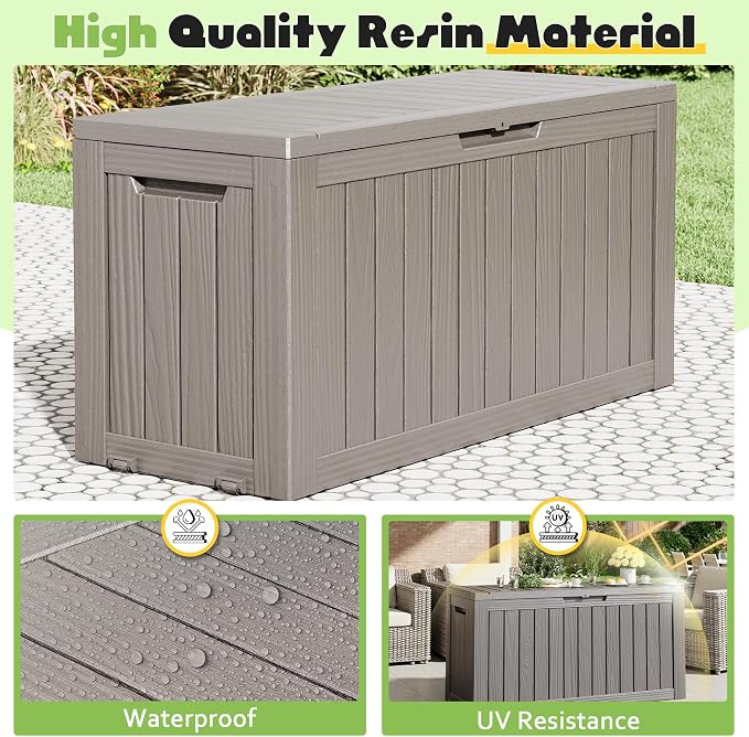 Deck Box, 82 Gallon Resin Indoor and Outdoor Storage Box Waterproof - Image 5