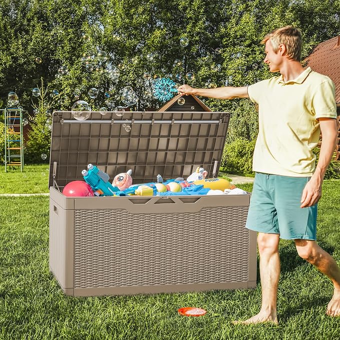 Greesum 100 Gallon Resin Deck Box Large Outdoor Storage - Image 5