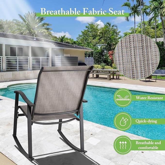 Shintenchi 3 Piece Rocking Bistro Set, Outdoor Furniture - Image 4
