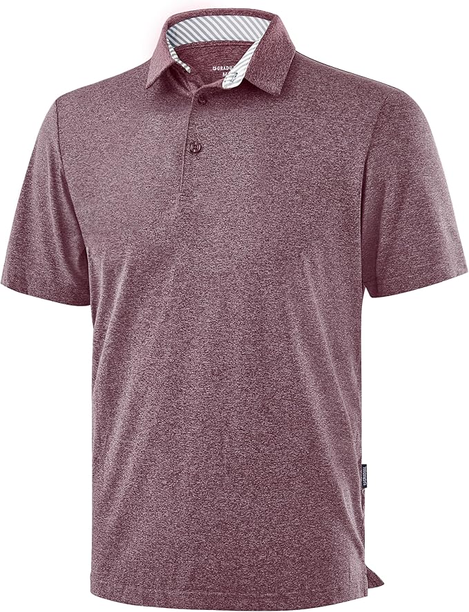 Golf Shirts Heather Polo Short Sleeve Dry Fit Lightweight Moisture Wicking Collared Shirts Casual Athletic Business
