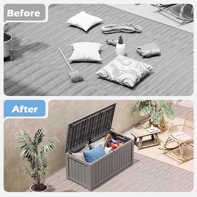 Outdoor Storage Box, 155 Gallon Resin Deck Boxes Outdoor Waterproof - Image 6