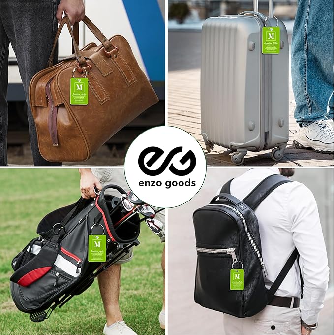 Personalized Luggage Tag | 6 Pack | Custom Luggage Tags for Suitcases | Kids Backpack Tag | 10 Color Options & Choose Font, Font Color