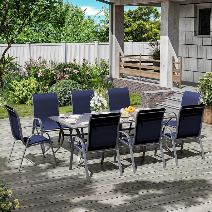 Amopatio Patio Chairs Set of 8, Outdoor Stackable Dining Chairs - Image 2