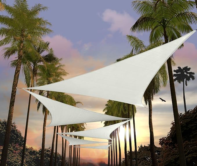 Amgo Custom Size 15' x 15' x 15' White Triangle Sun Shade Sail UPF50+ AGTAPT10 by Amgo
