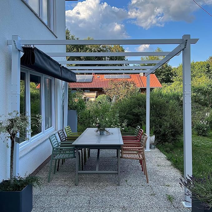 PURPLE LEAF Pergola 10' x 12' Aluminum Frame Retractable Sun Shade, Powder coat - Image 2