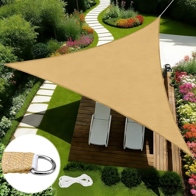 8' x 8' x 8' Triangle Sun Shade Sail by SUMORISE