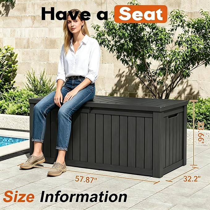 Outdoor Deck Storage Box, Resin Deck Boxes Indoor and outdoor, Waterproof - Image 2
