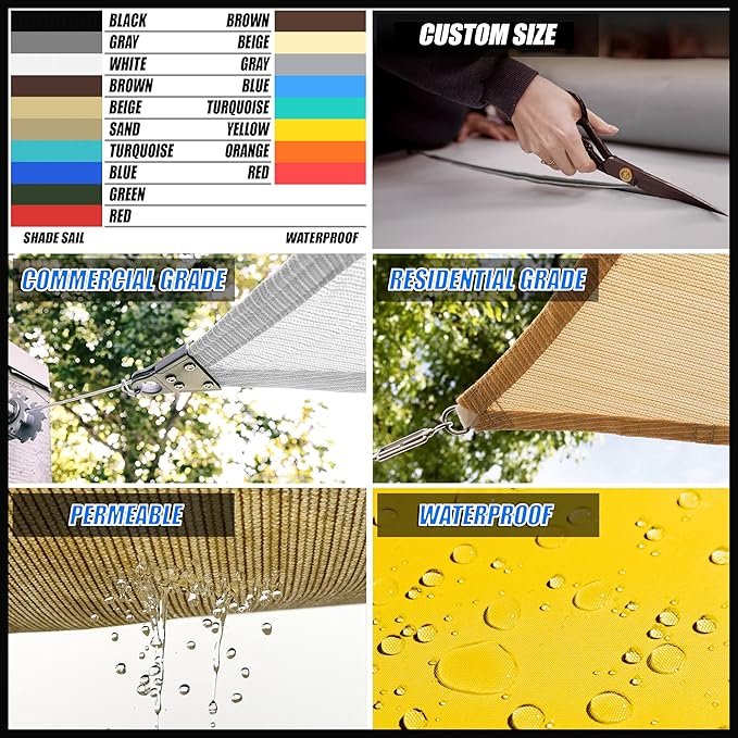 Royal Shade 8' x 9' Custom Size Red Rectangle Sunshade Sail - Image 4