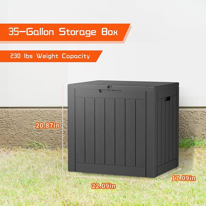 35 Gallon Outdoor Storage Box, Large Resin Deck Box - Image 5