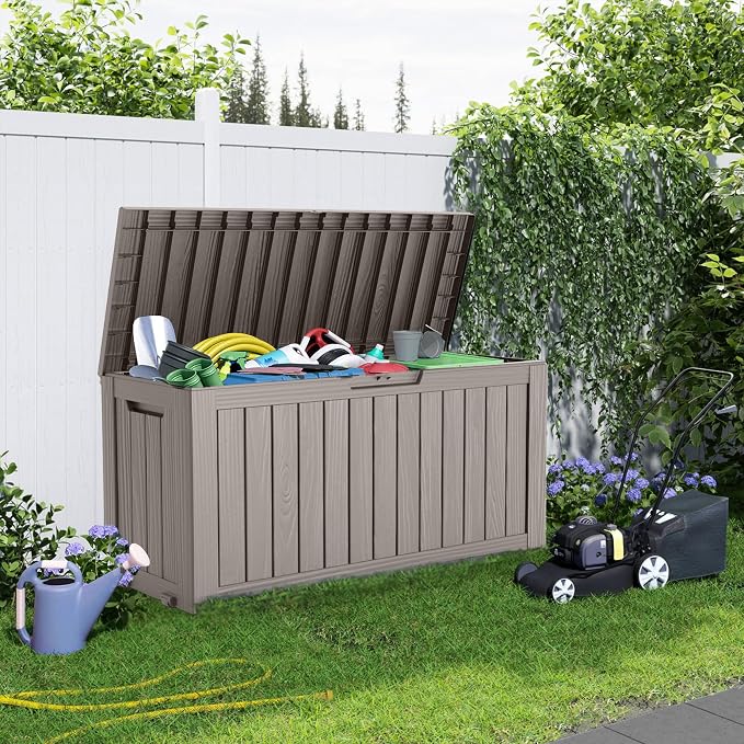 PatioZen 75 Gallon Resin Deck Box, Lockable Patio Outdoor Storage Box - Image 3