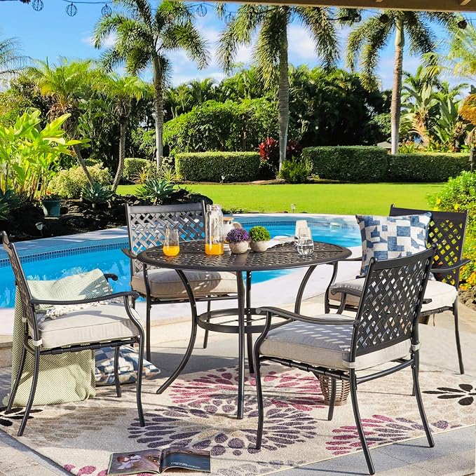 Patio Dining Chairs Stackable Outdoor Chairs Dining Furniture Set of 4 - Image 4
