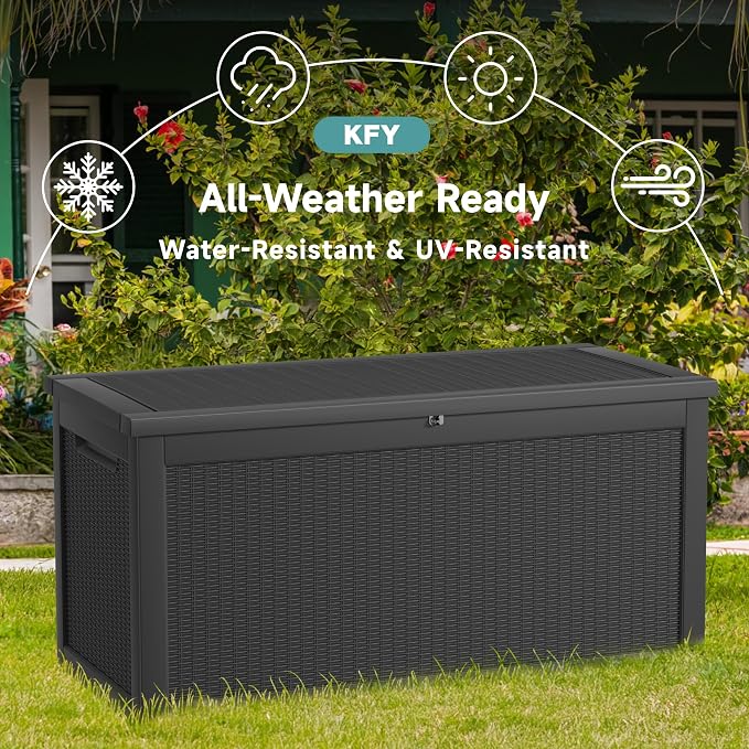 260 Gallon Waterproof Outdoor Storage Box, UV Resistant Resin Deck Box - Image 4