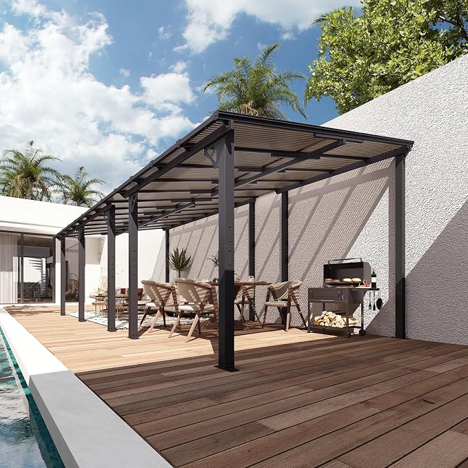 Aoxun 24’x10’ Gazebo with Aluminum Frame & Polycarbonate Panel, Outdoor Patio - Image 9