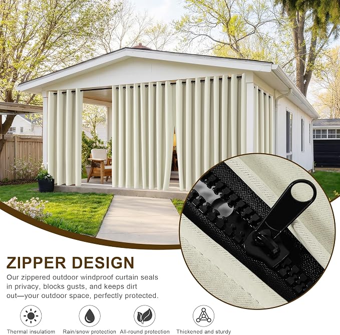 RYB HOME Fade-Resistant Extra Wide Outdoor Curtains - Image 2