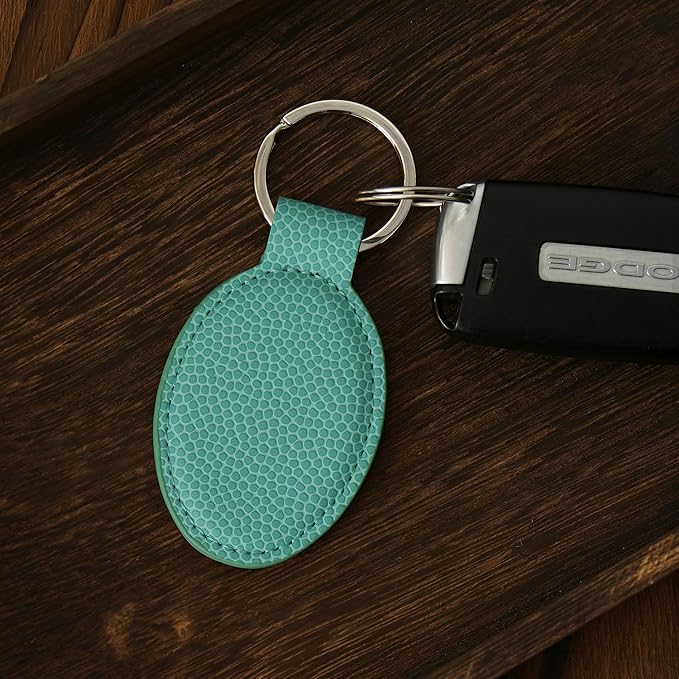 LaserGram Oval Keychain, Off Road Racer, Personalized Engraving Included (Basketball Teal)