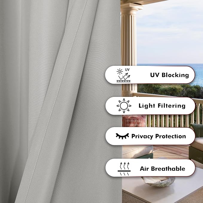 BONZER Outdoor Curtains for Patio Water Resistant Thick | Heavy Privacy Light - Image 4