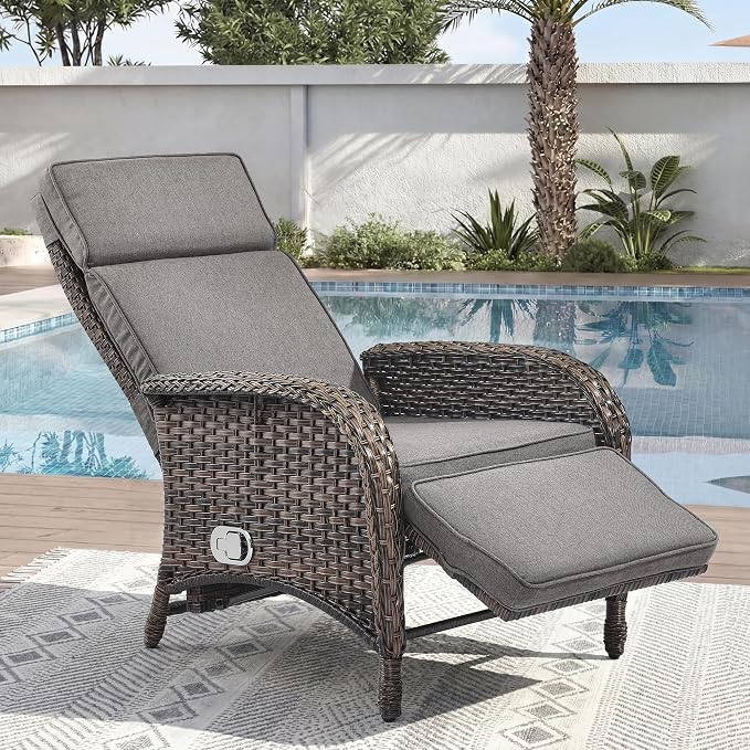 Zero Gravity Wicker Patio Recliner Chair by JelwalyPatioFurnitureSet