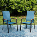 PHI VILLA Outdoor Stackable Dining Chairs Set of 2 w/Aluminum Frame, by PHIVILLA