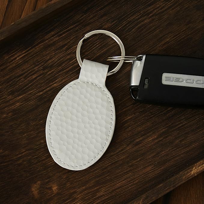 LaserGram Oval Keychain, Off Road Racer, Personalized Engraving Included (Golf White)