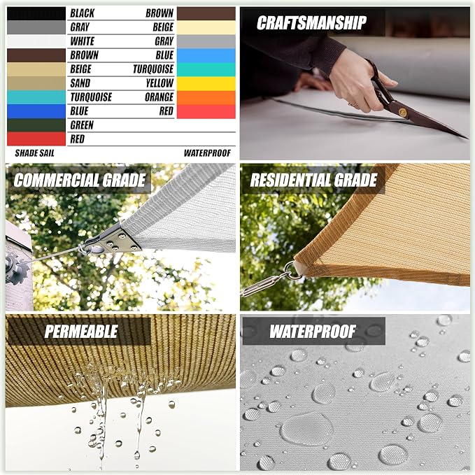 Amgo Custom Size 17' x 22' Blue Rectangle Square Sun Shade Sail UPF50+ - Image 3