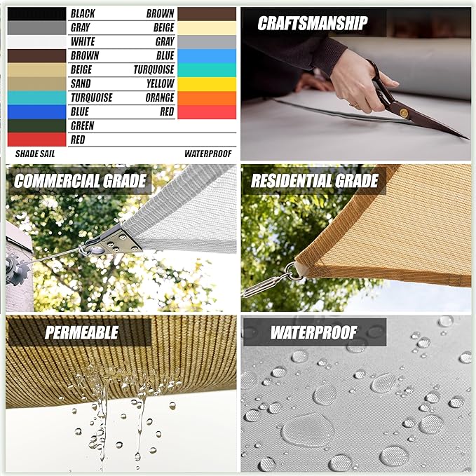 Amgo 10' x 10' x10' White Triangle Sun Shade Sail Outdoor Canopy Awning UPF50+ - Image 3