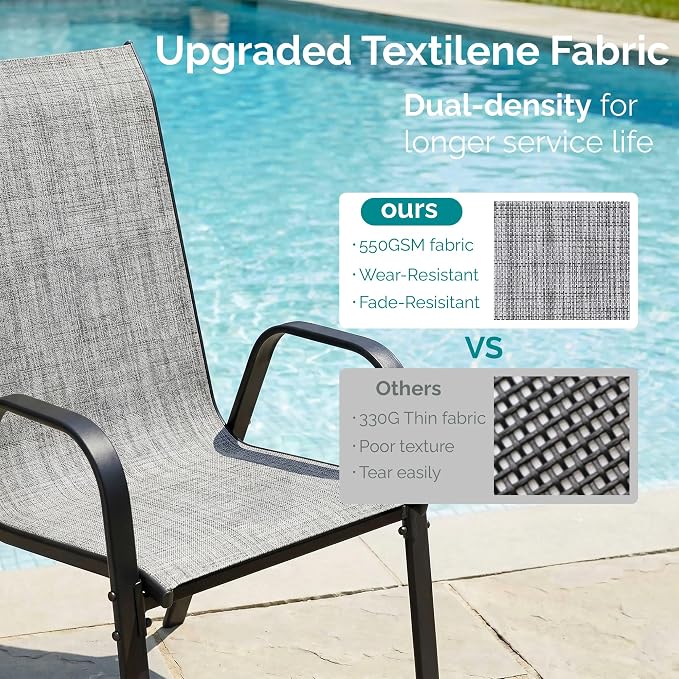 MAMIZO Patio Dining Chairs, Stackable Textilene Chair Set of 4, - Image 3