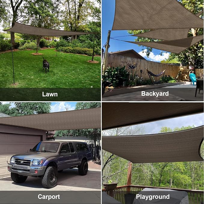 8' x 12' Rectangle Shade Sail Brown UV Block Outdoor Canopy | Outdoor sun shade - Image 8
