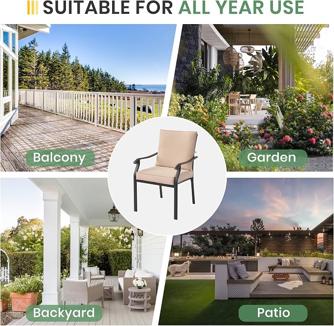 LVUYOYO Outdoor Patio Dining Chairs Set of 4, Metal Stackable Chairs Set - Image 8