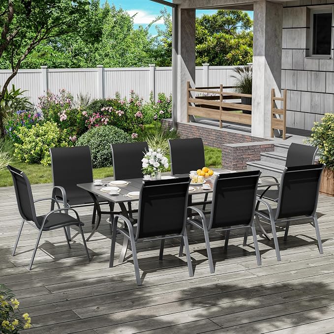 Amopatio Patio Chairs Set of 8, Outdoor Stackable Dining Chairs - Image 2